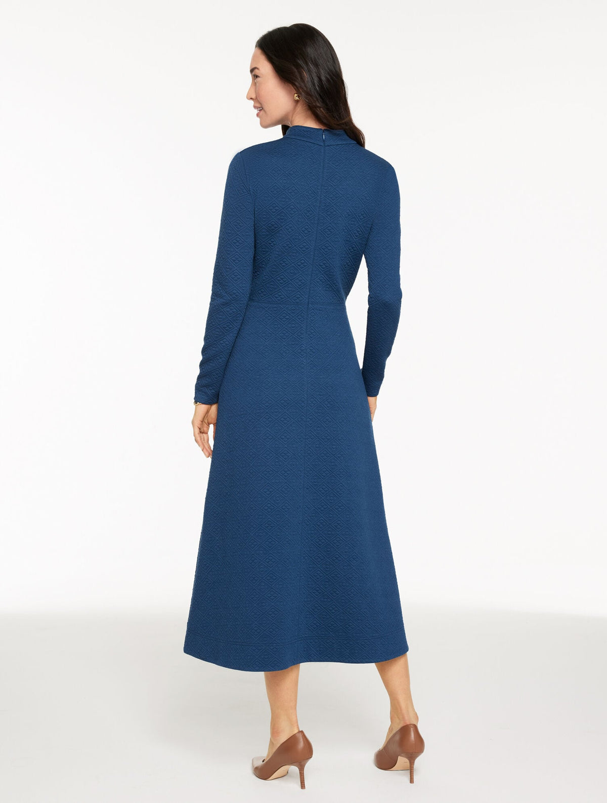 DIAMOND JACQUARD FIT & FLARE DRESS