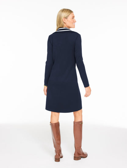 JOHNNY COLLAR KNIT SHIFT DRESS