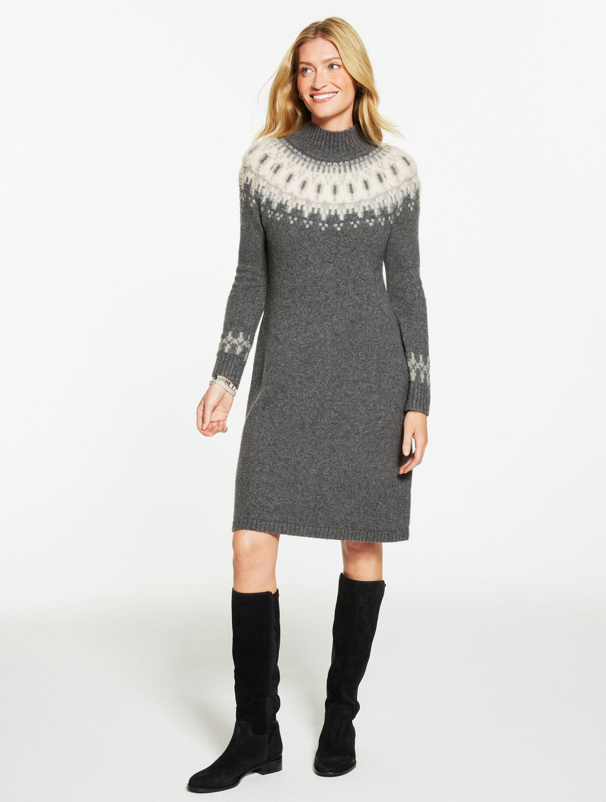 TURTLENECK SWEATER DRESS - PERSIAN FAIR ISLE