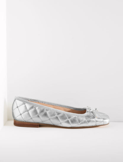 CARRINGTON QUILTED NAPPA BALLET FLATS - METALLIC
