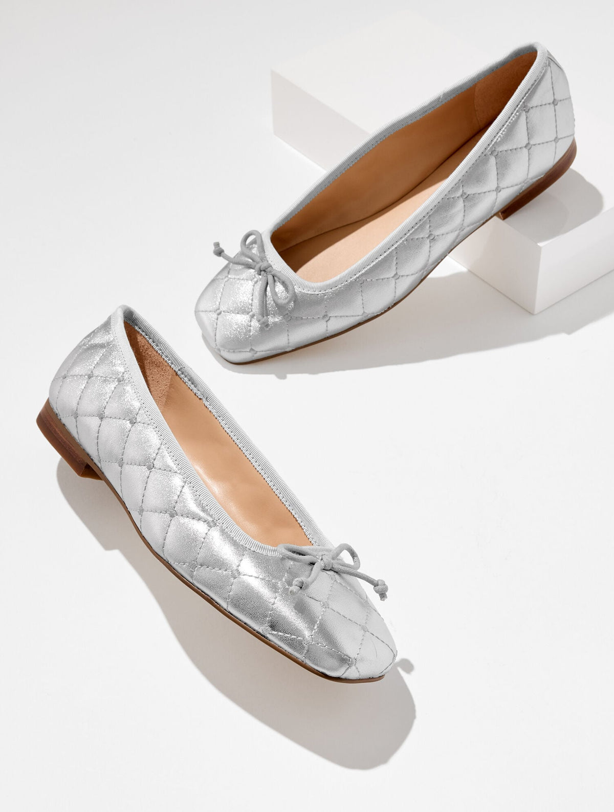 CARRINGTON QUILTED NAPPA BALLET FLATS - METALLIC