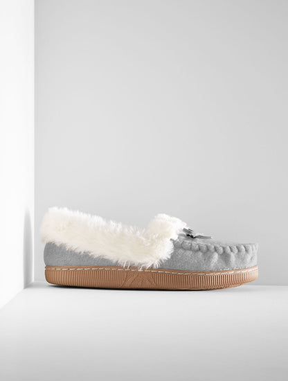 CLEO FLANNEL FAUX FUR MOCCASINS