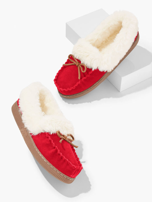 CLEO SUEDE FAUX FUR MOCCASINS