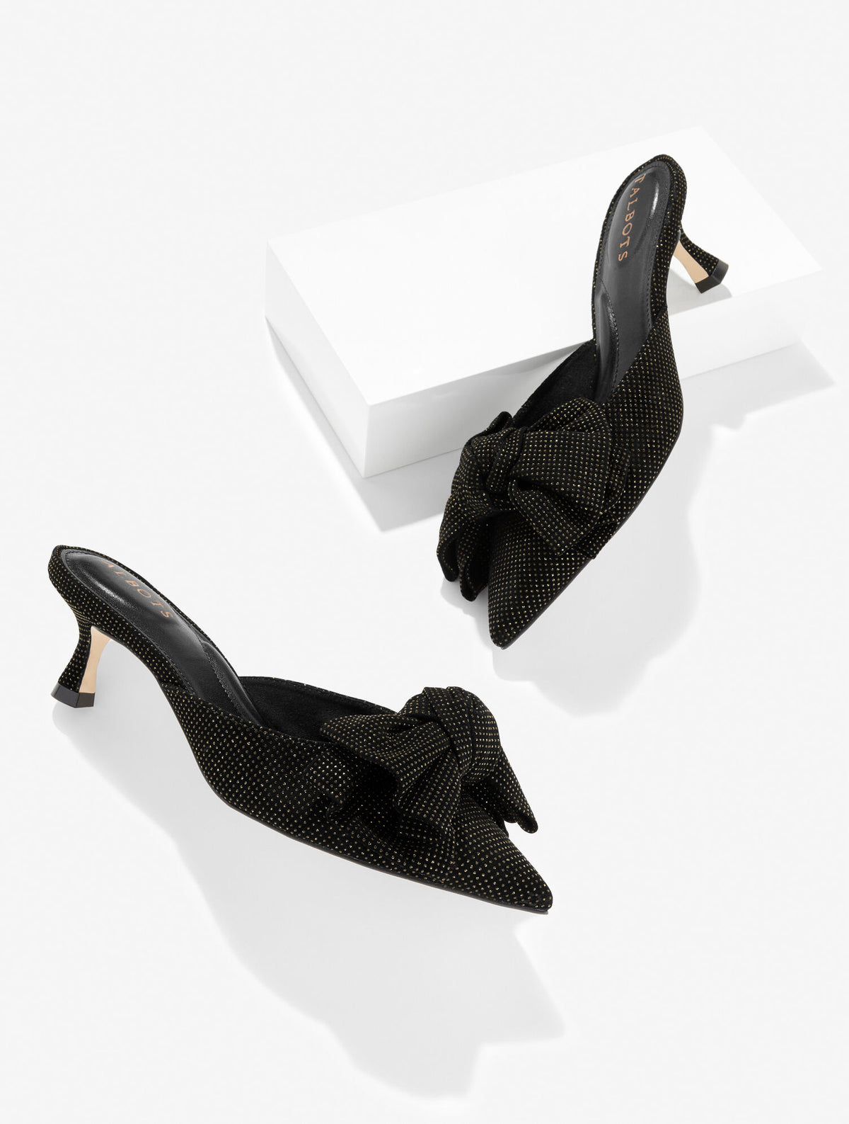 EMBER BOW CRYSTAL LEATHER MULES