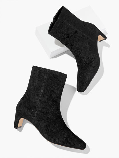 GALEN CURVED ANKLE BOOTS - SPARKLE VELVET