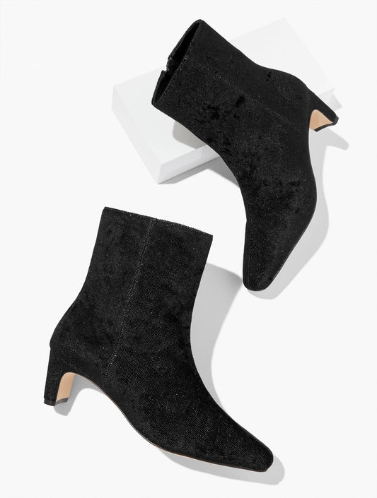 GALEN CURVED ANKLE BOOTS - SPARKLE VELVET