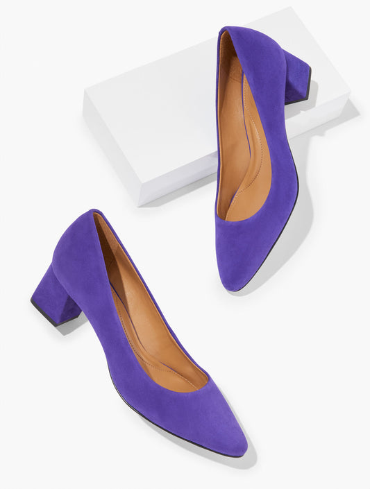 KAYLA SUEDE BLOCK HEEL PUMPS