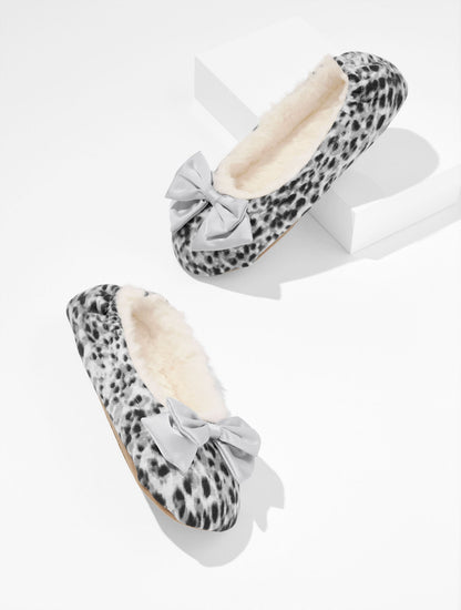 LENA BOW SLIPPERS - SWIRLY ANIMAL