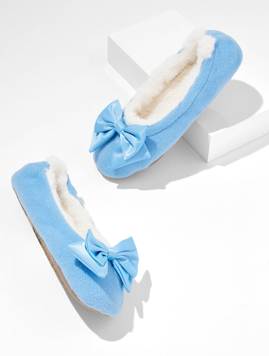 LENA FLANNEL BOW SLIPPERS
