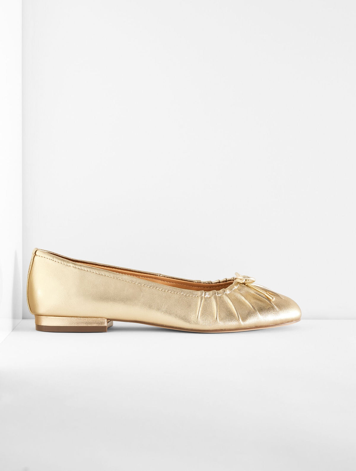 MADISON PLEATED METALLIC NAPPA BALLET FLATS
