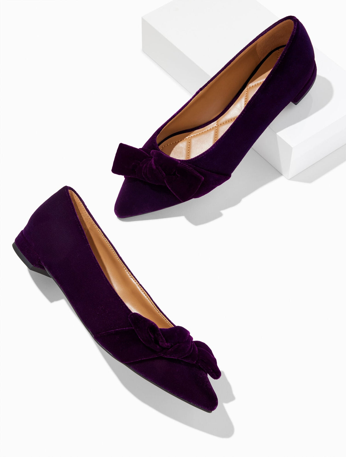 PORTIA BOW VELVET FLATS