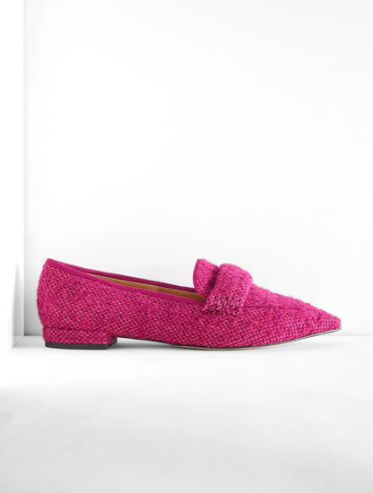 SCARLET TWEED POINTED TOE LOAFERS