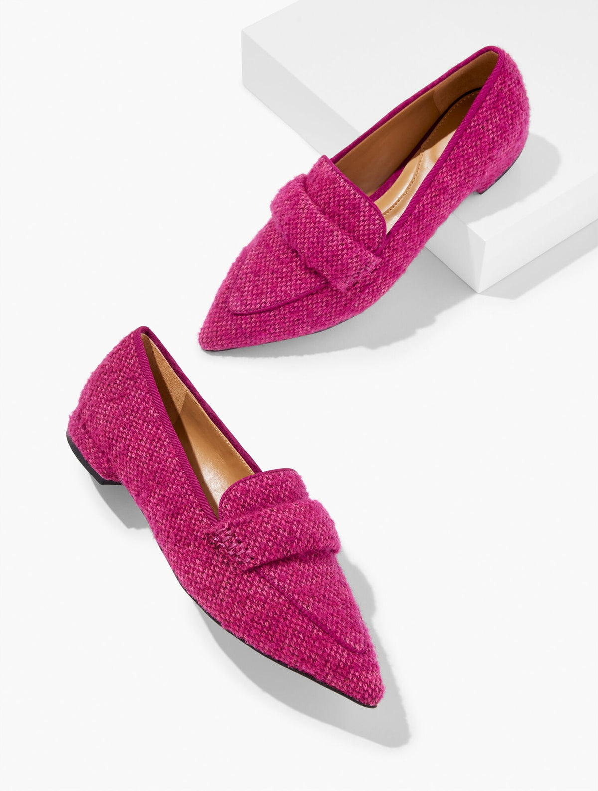 SCARLET TWEED POINTED TOE LOAFERS