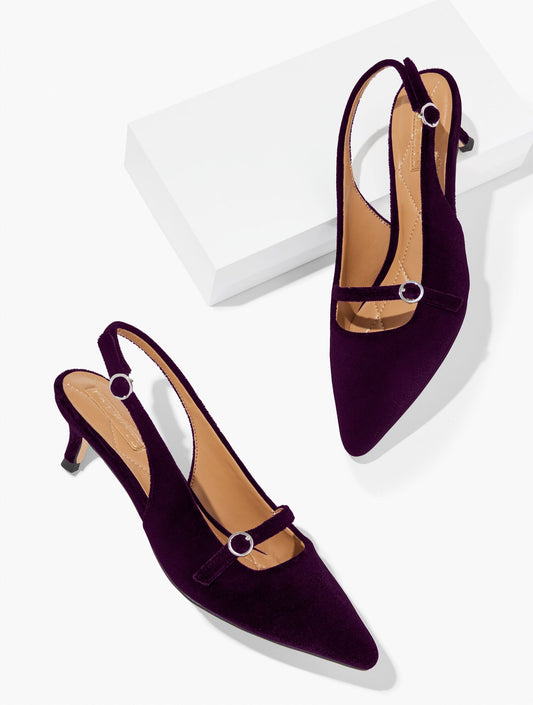 SYLVIE SLINGBACK VELVET PUMPS