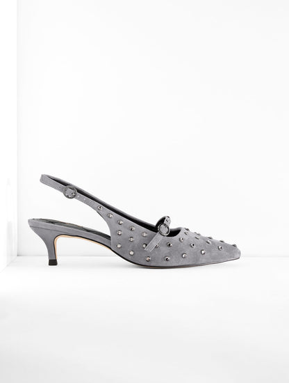 SYLVIE STUDDED SLINGBACK SUEDE PUMPS