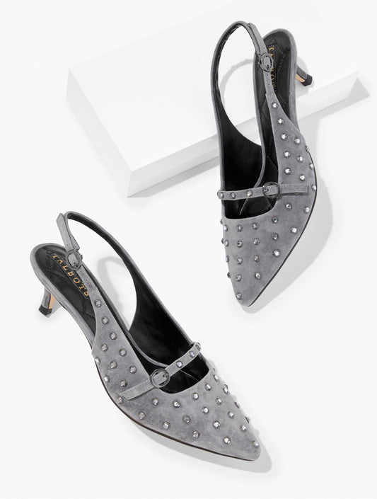 SYLVIE STUDDED SLINGBACK SUEDE PUMPS