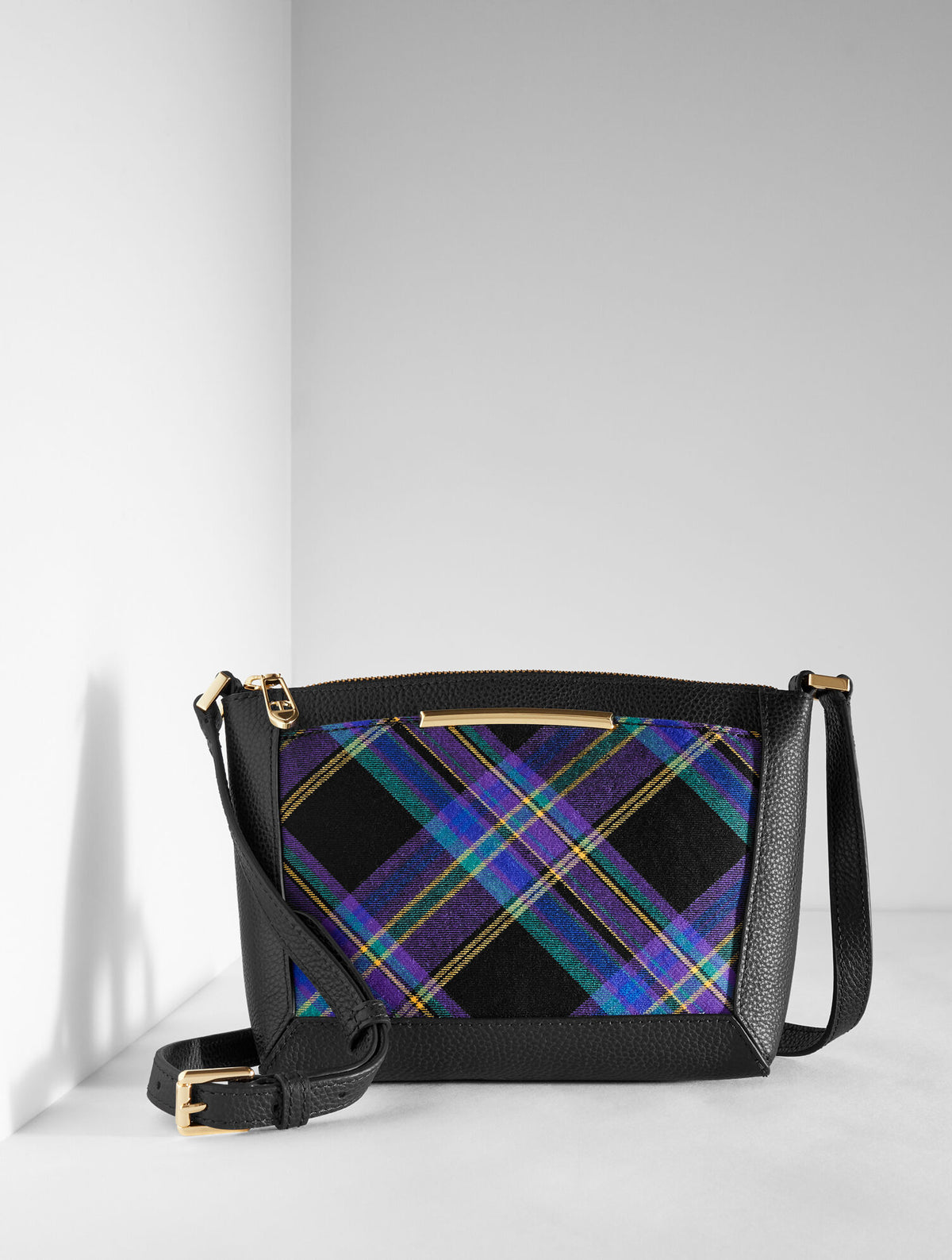 DARCY PEBBLE LEATHER CROSSBODY BAG - WISHFUL PLAID