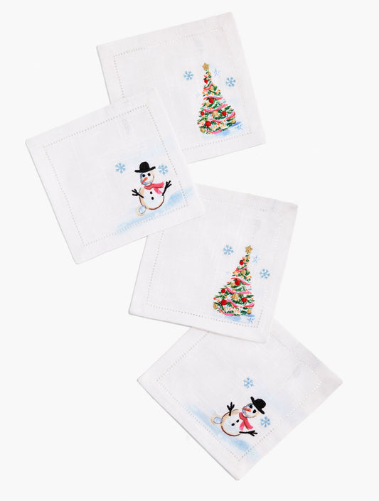 WINTER VILLAGE COCKTAIL NAPKIN SET OF 4
