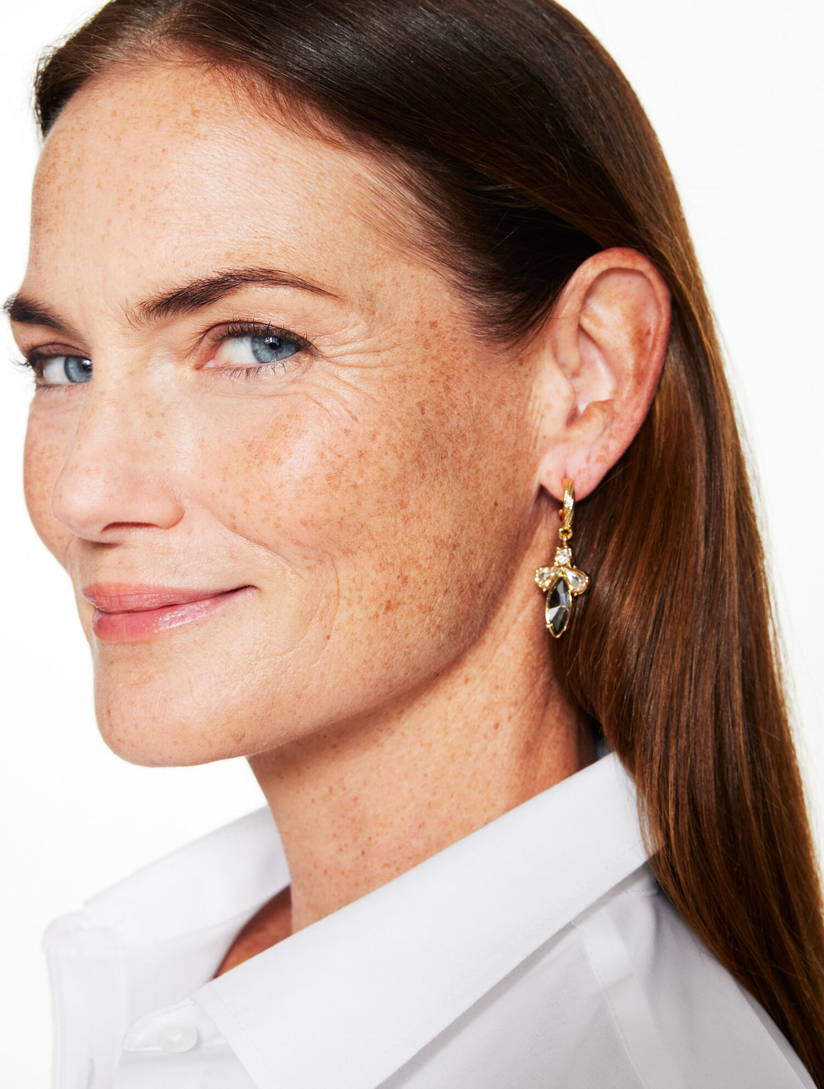 CHAIN & STONE STATEMENT EARRINGS