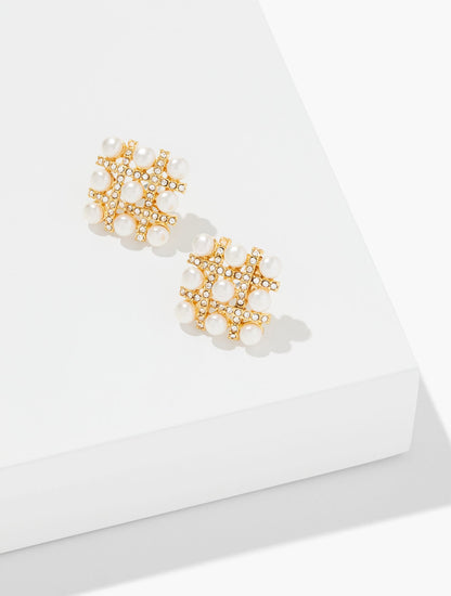 WOVEN PEARL STUD EARRINGS
