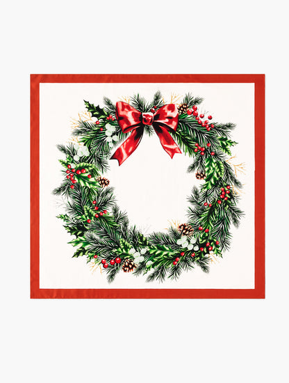 CHRISTMAS WREATH SILK SQUARE SCARF