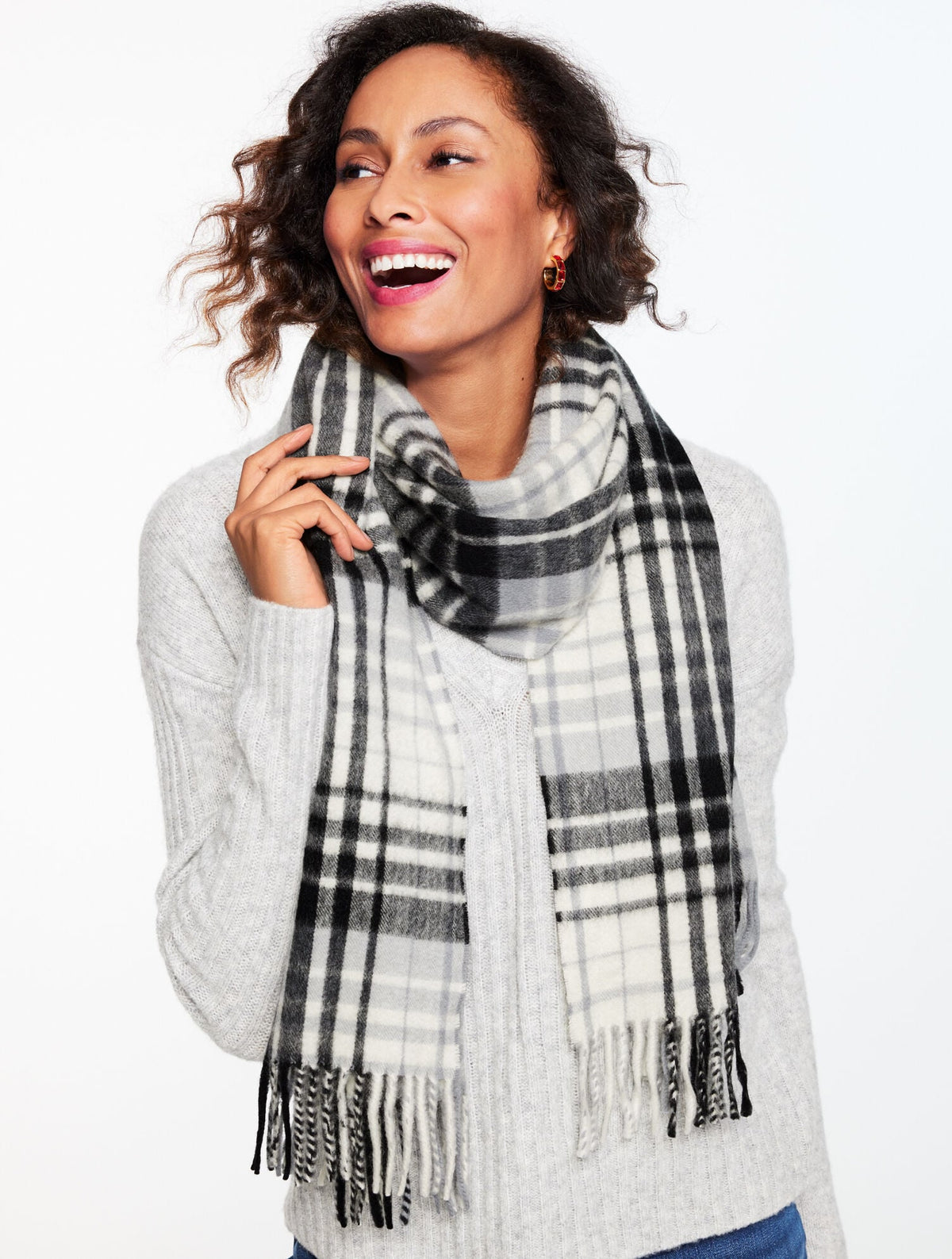 CASHMERE WATERWEAVE SCARF - SERENE PLAID