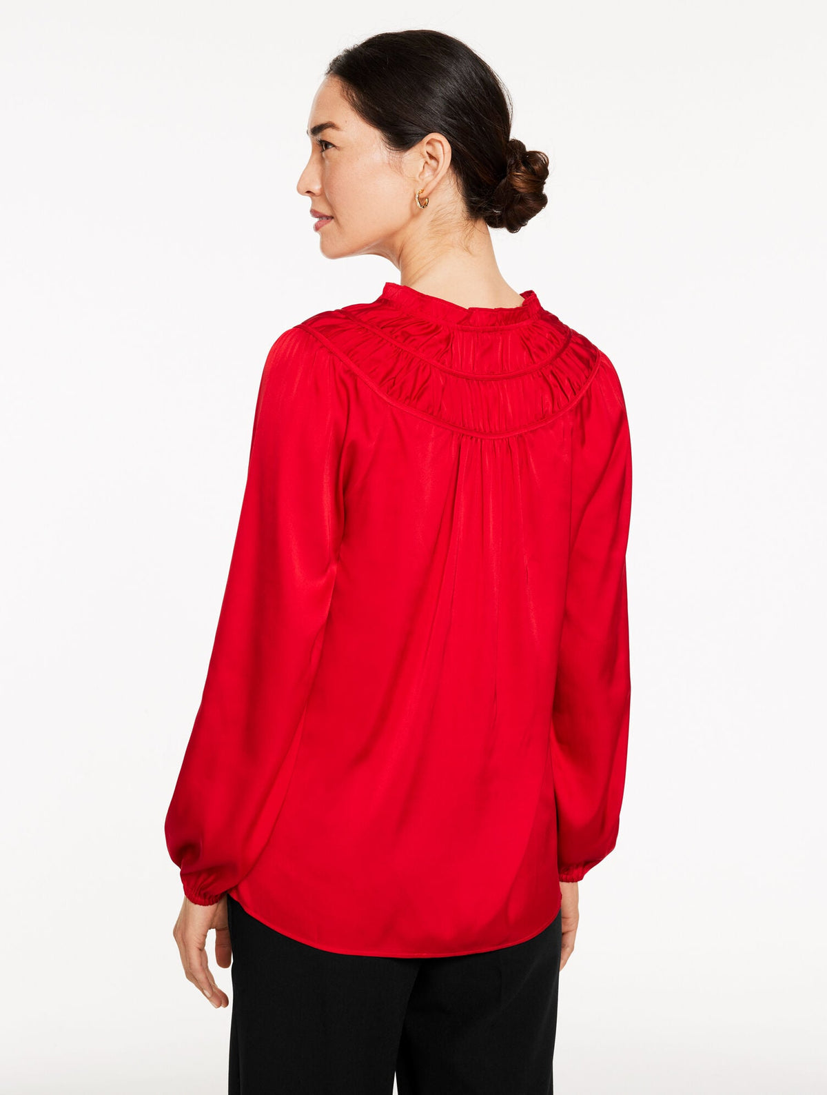 SOFT SATIN CHARMEUSE SHIRRED TOP