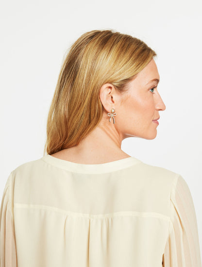 PLEATED LACE TRIM TOP