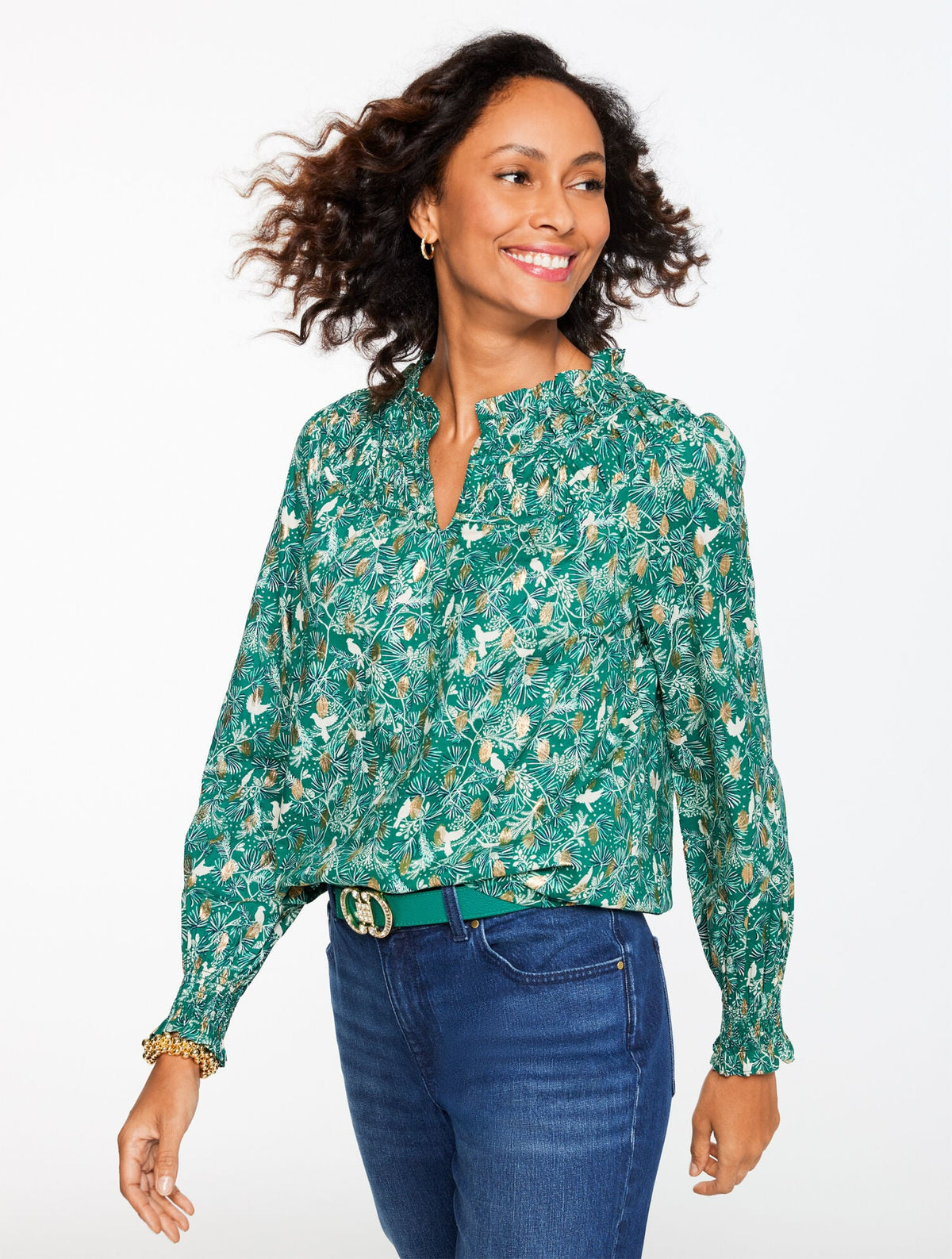 SHIRRED TOP - BIRDS ON BRANCHES