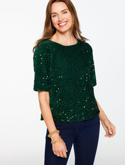 SEQUIN VELVET TOP
