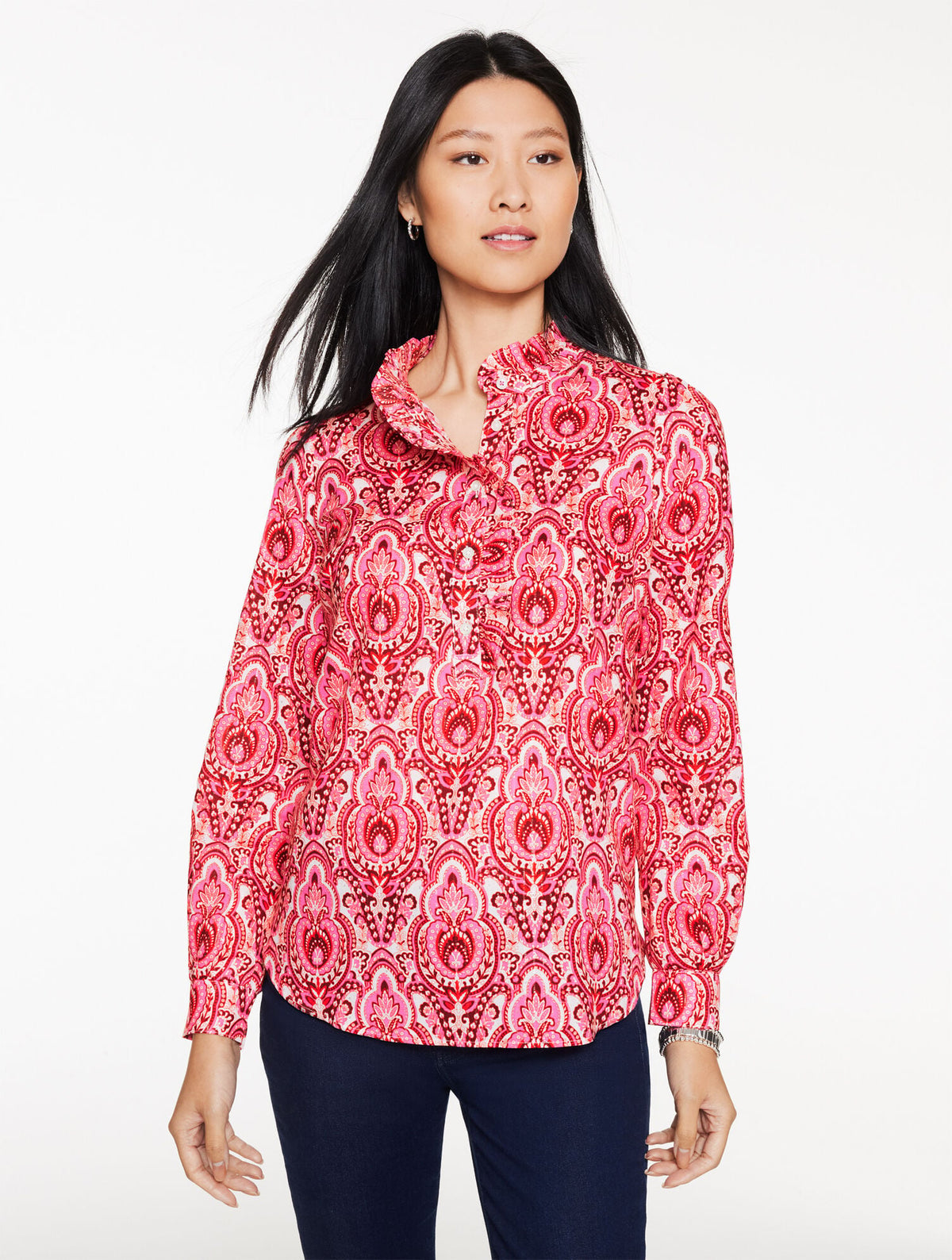 METALLIC RUFFLE POPOVER - JOYFUL DAMASK