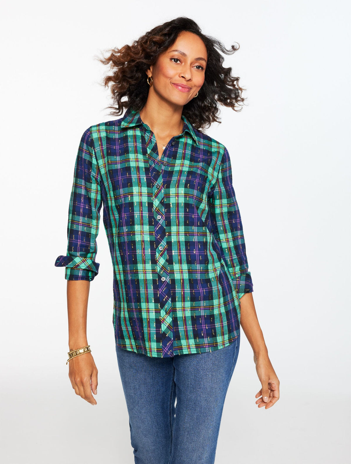 METALLIC MODERN CLASSIC SHIRT - CHEERFUL PLAID