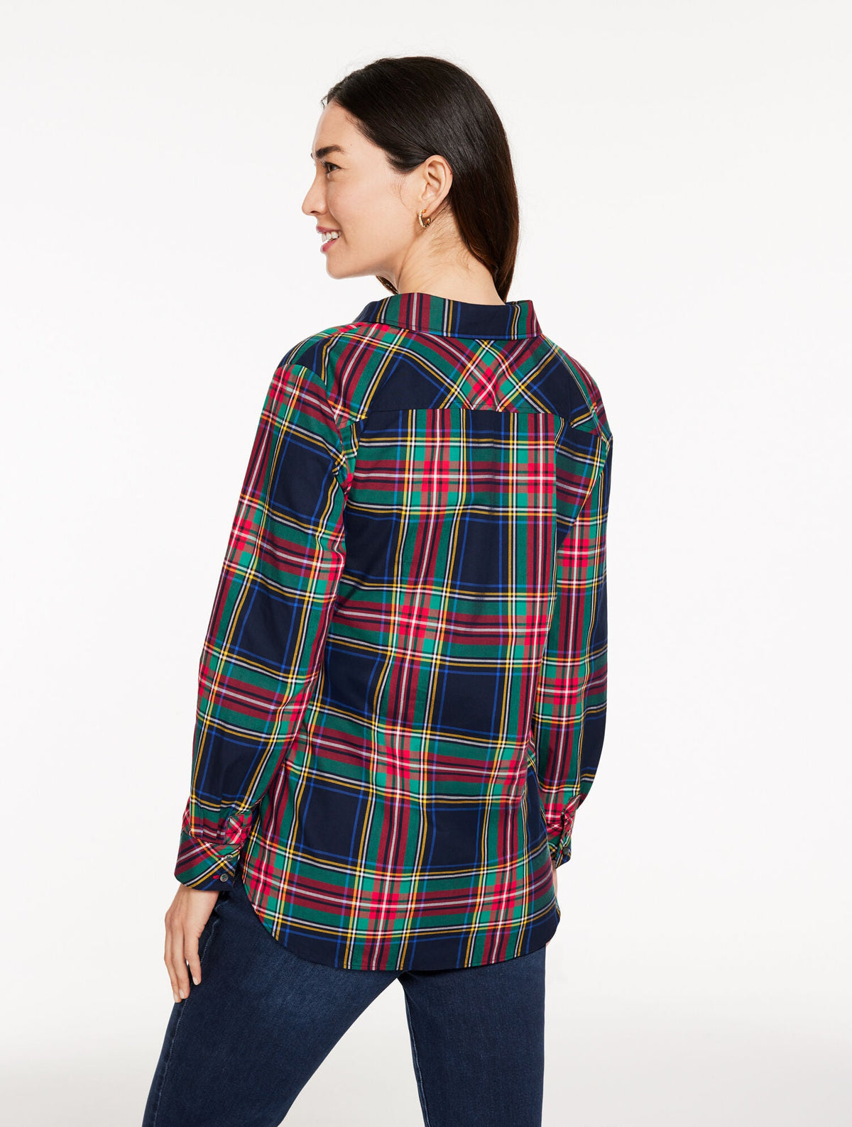 TIE FRONT POPLIN SHIRT - JOLLY TARTAN