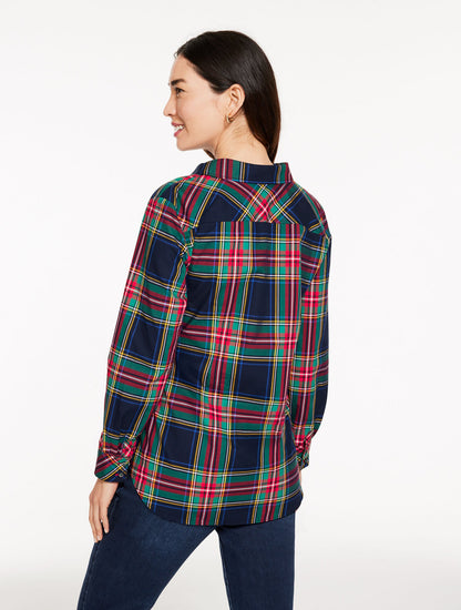 TIE FRONT POPLIN SHIRT - JOLLY TARTAN