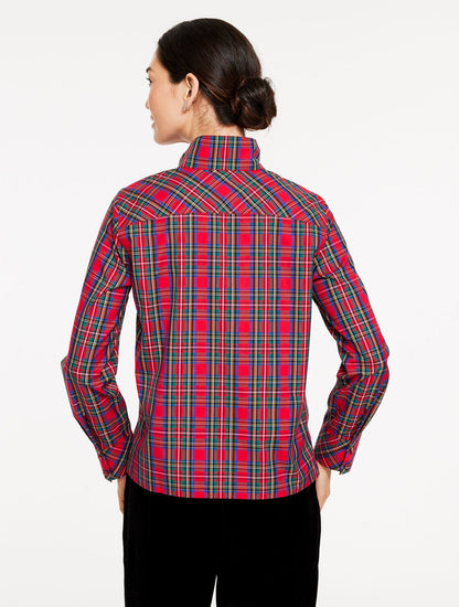 RHINESTONE NON-IRON POPOVER - BLISSFUL PLAID