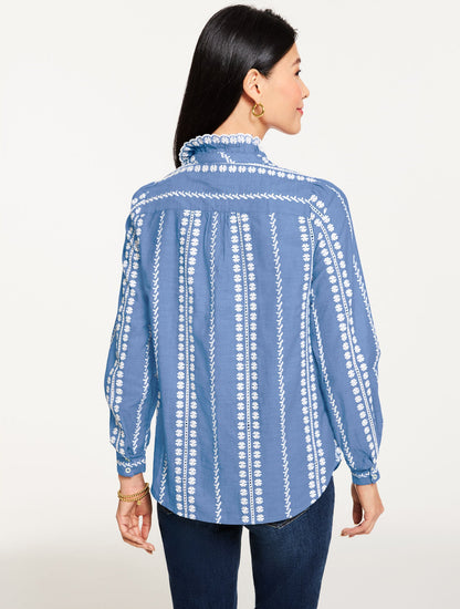 EMBROIDERED RUFFLE TOP
