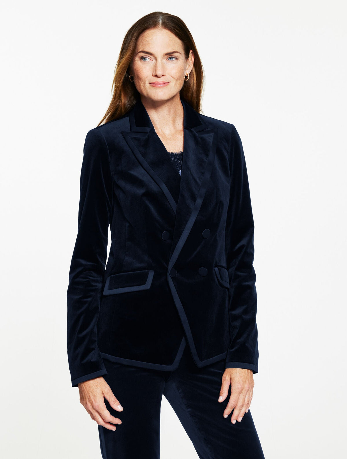 TIPPED VELVETEEN BLAZER