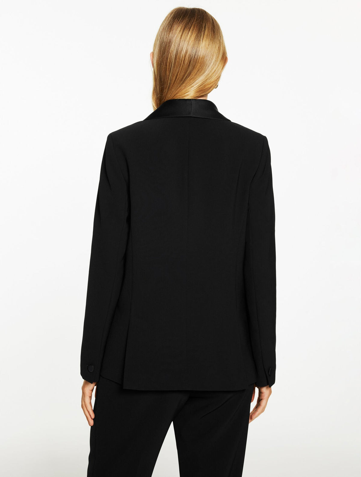 POLISHED CREPE SHAWL COLLAR BLAZER