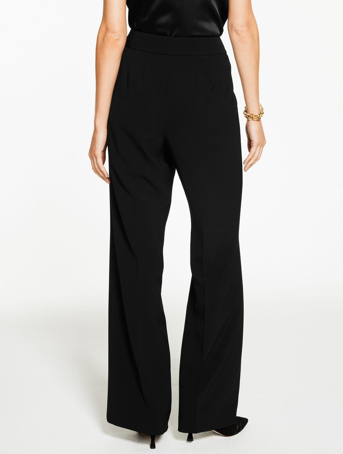 WIDE LEG POLISHED CREPE PANTS