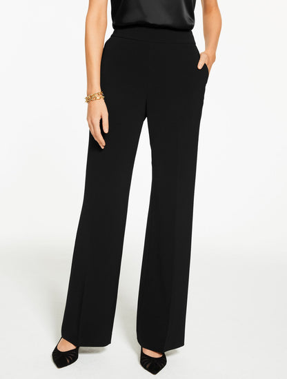 WIDE LEG POLISHED CREPE PANTS