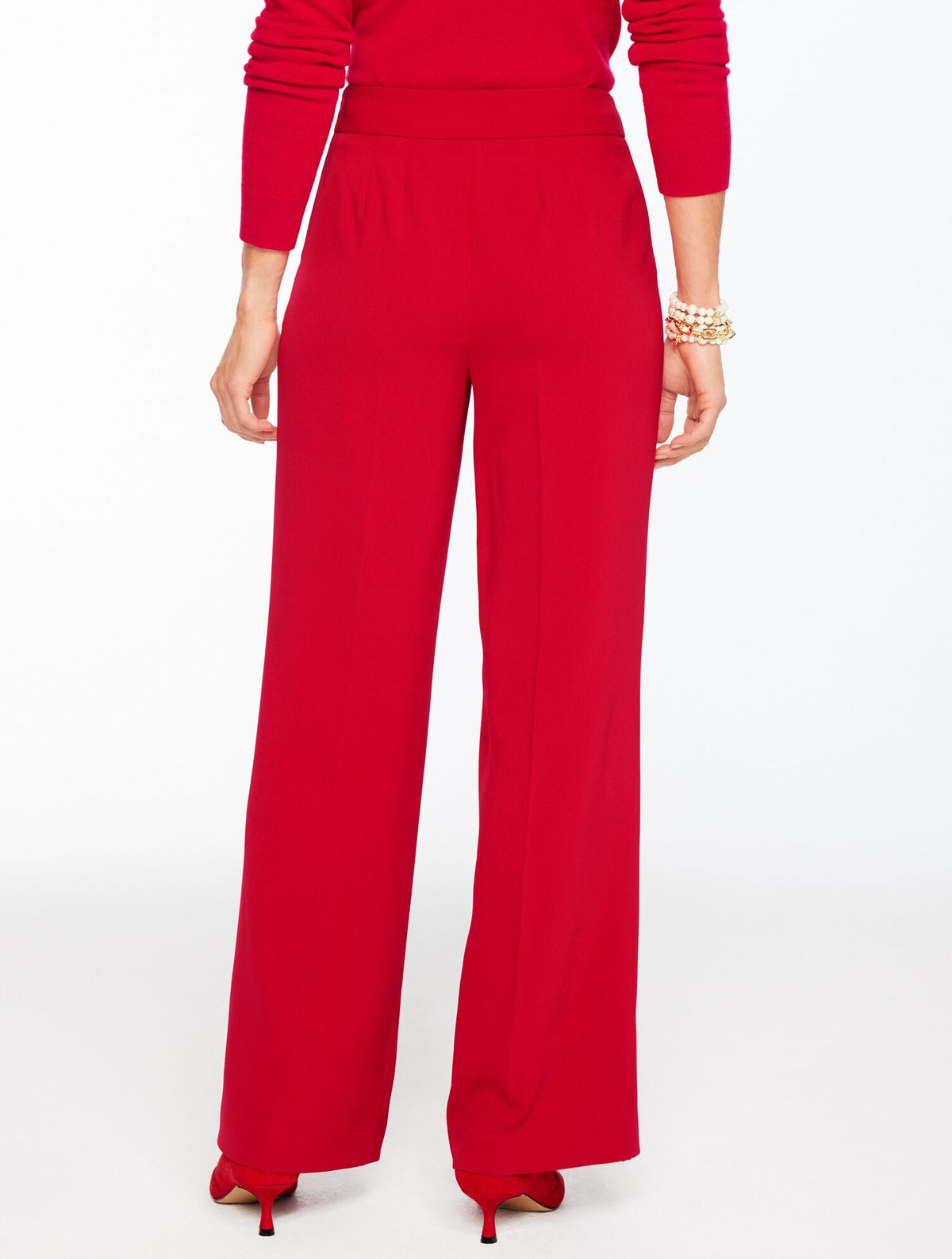 WIDE LEG POLISHED CREPE PANTS