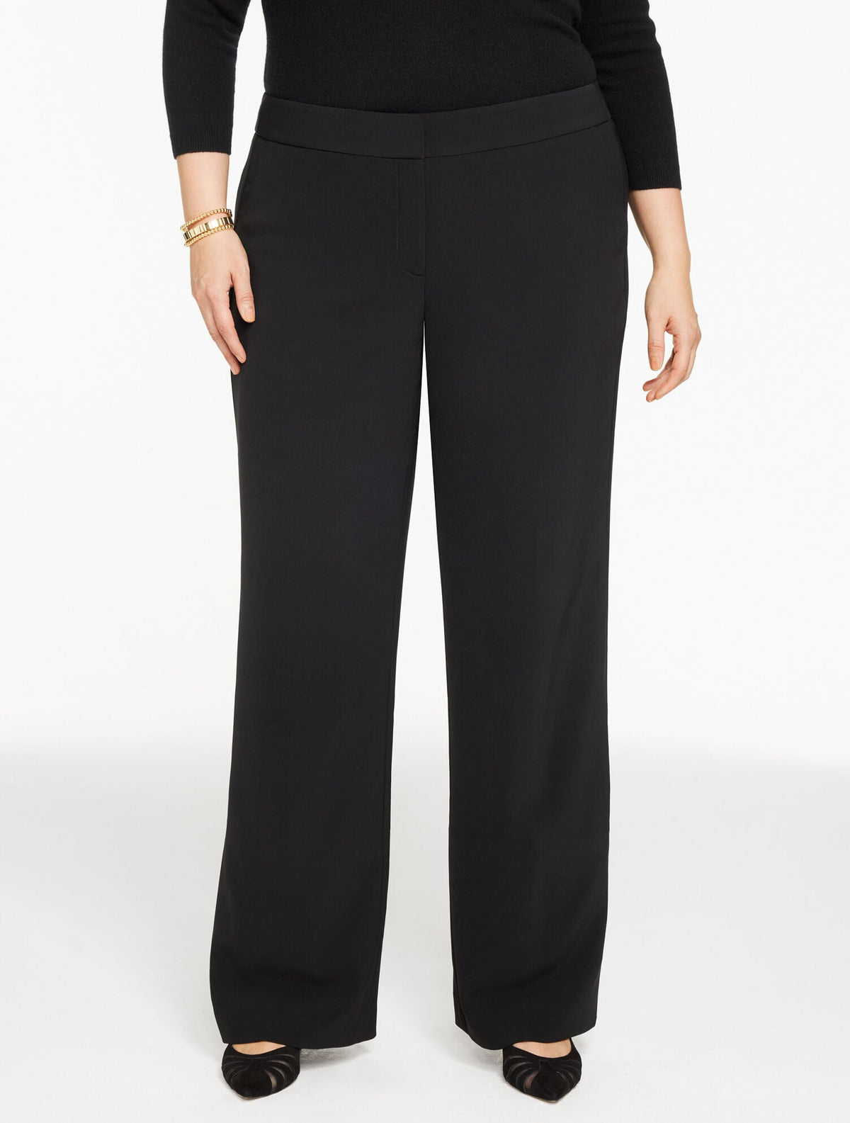 PLUS EXCLUSIVE WIDE LEG POLISHED CREPE PANTS