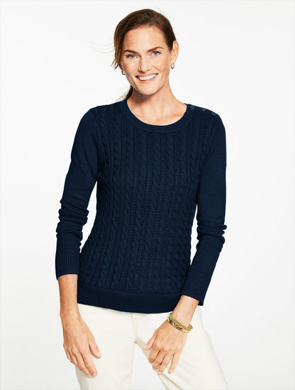 CABLE KNIT CREWNECK SWEATER - COLORS