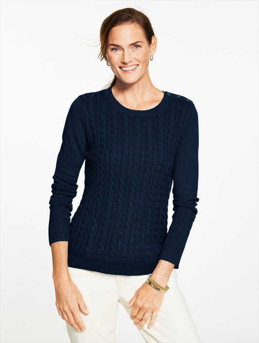 CABLE KNIT CREWNECK SWEATER - COLORS