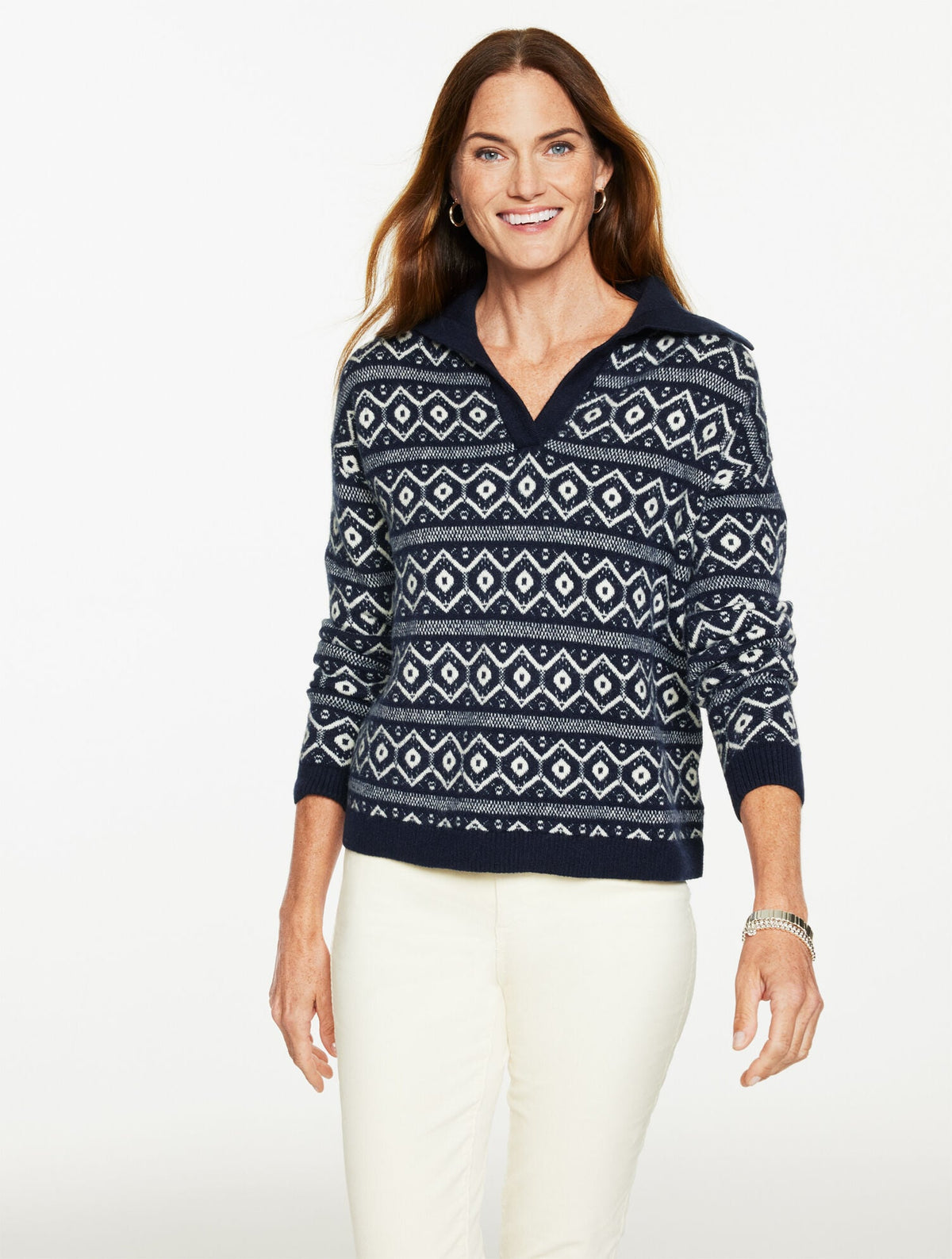 JOHNNY COLLAR PULLOVER - BICOLOR FAIR ISLE
