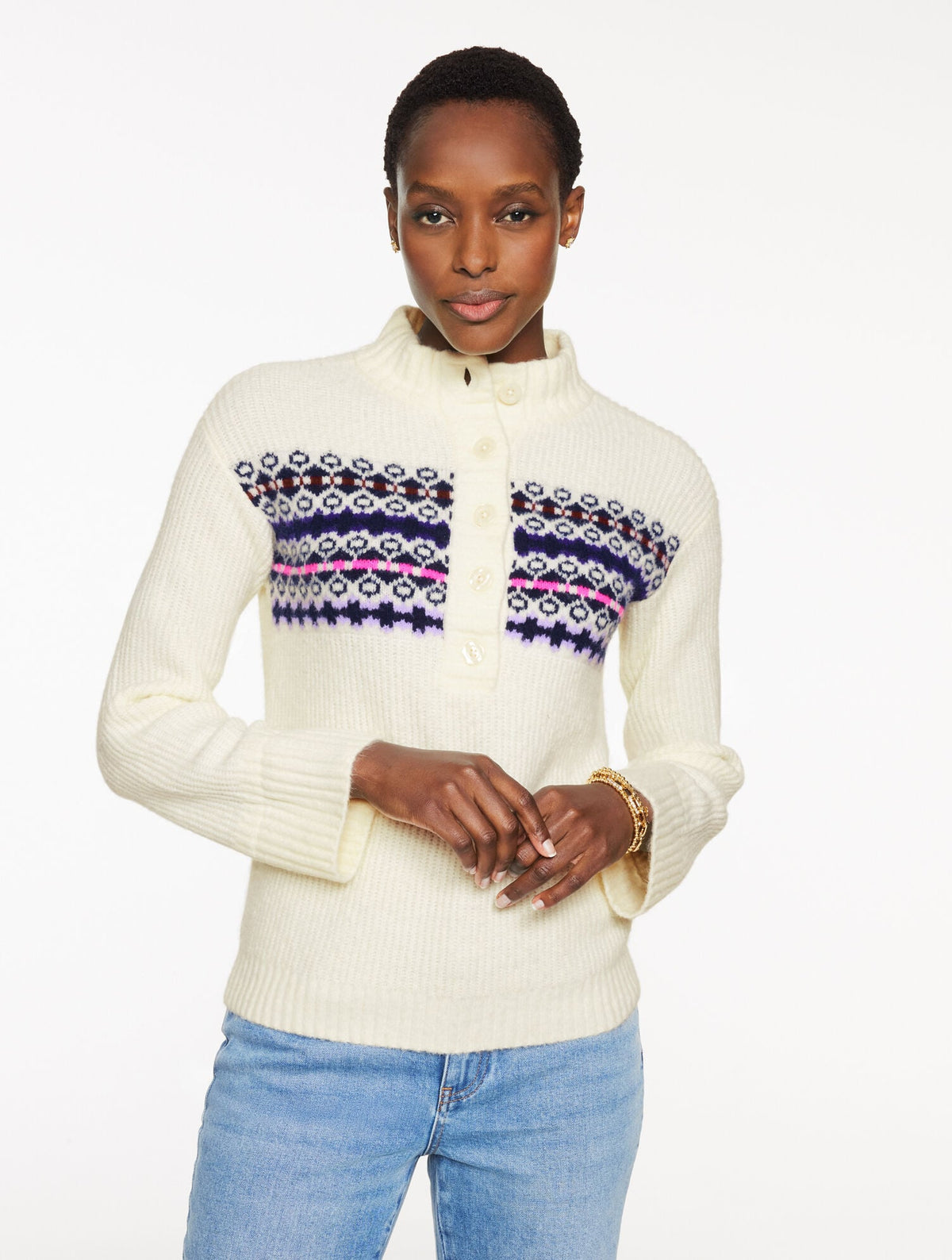 SHAKER HENLEY PULLOVER - FAIR ISLE