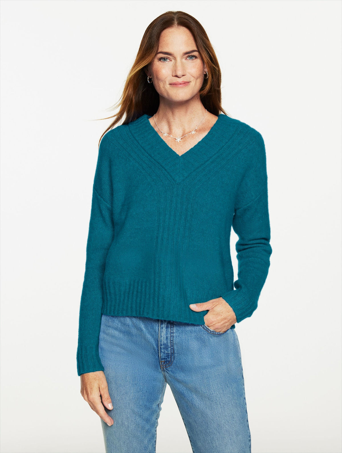 WOOL BLEND V-NECK SWEATER