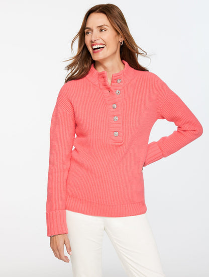 JEWEL BUTTON HENLEY SWEATER