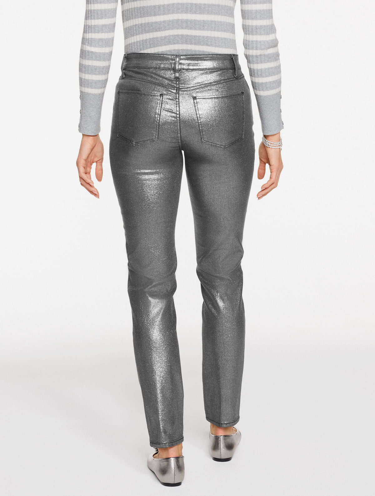 SLIM ANKLE JEANS - PEWTER FOIL