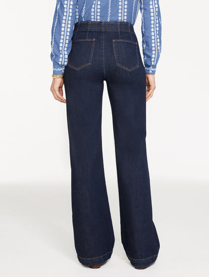 TROUSER PULL-ON TRAVEL JEANS - DEAUVILLE WASH